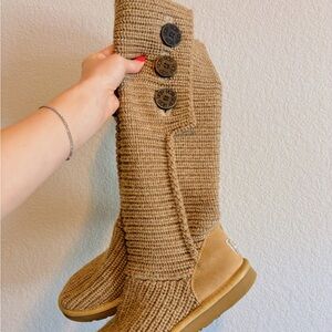 UGG Classic Cardy Tan Knit Over the Knee Boots